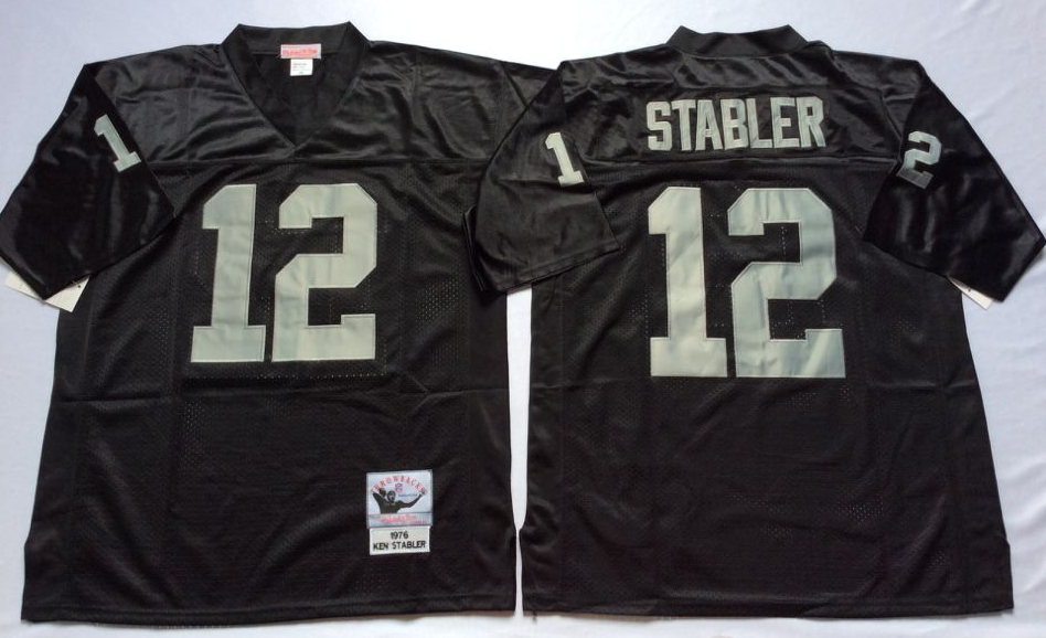 Men NFL Oakland Raiders 12 Stabler black Mitchell Ness jerseys